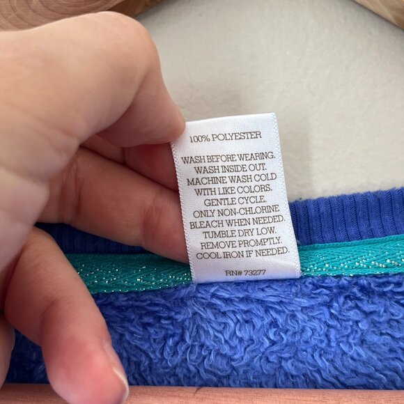 Sonoma Sz M Blue Fleece French Terry Pullover Sweater Shirt Top - Picture 7 of 8